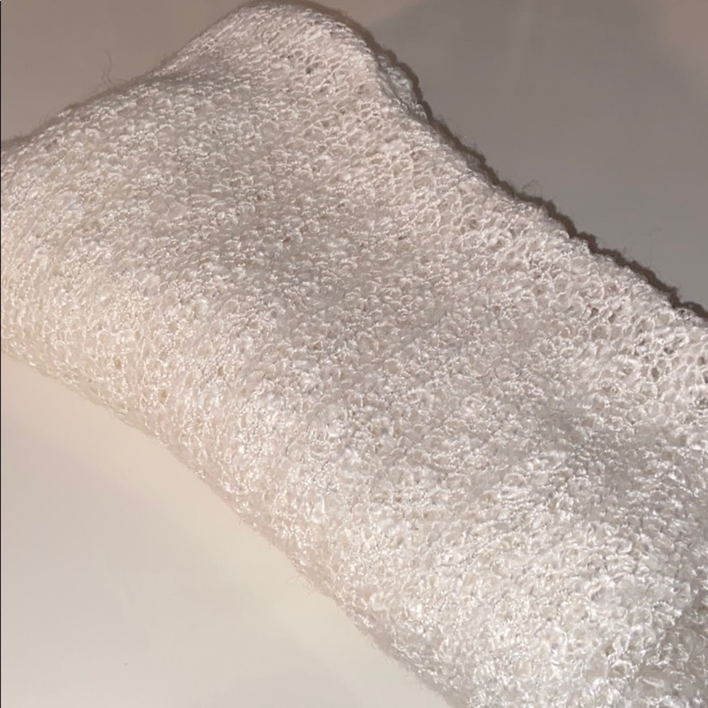 White crochet infinity scarf